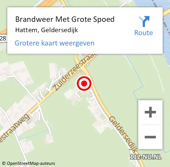 Locatie op kaart van de 112 melding: Brandweer Met Grote Spoed Naar Hattem, Geldersedijk op 3 november 2017 22:15