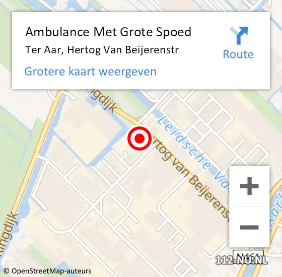 Locatie op kaart van de 112 melding: Ambulance Met Grote Spoed Naar Ter Aar, Hertog Van Beijerenstr op 3 november 2017 22:44