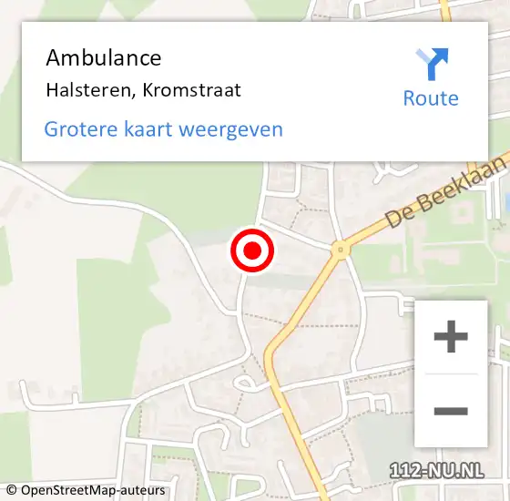 Locatie op kaart van de 112 melding: Ambulance Halsteren, Kromstraat op 3 november 2017 23:15