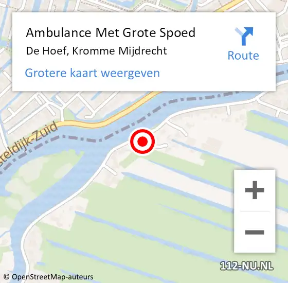 Locatie op kaart van de 112 melding: Ambulance Met Grote Spoed Naar De Hoef, Kromme Mijdrecht op 3 november 2017 23:43