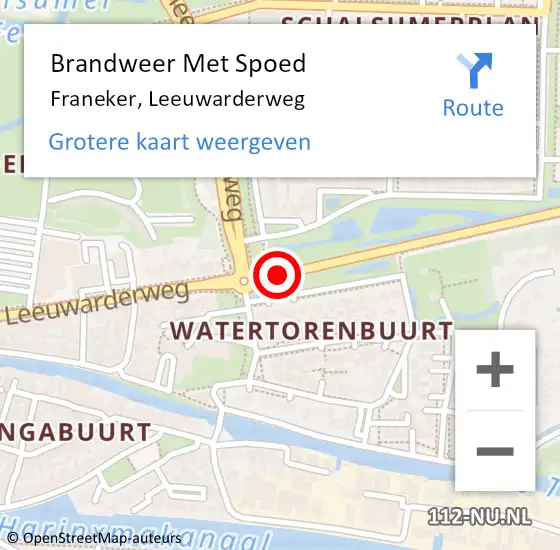 Locatie op kaart van de 112 melding: Brandweer Met Spoed Naar Franeker, Leeuwarderweg op 4 november 2017 01:26