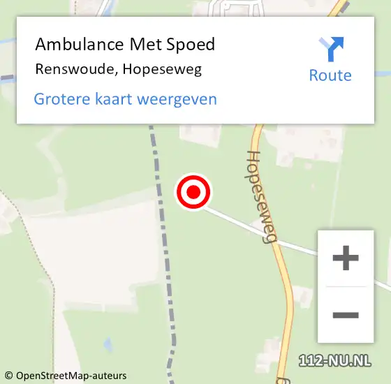 Locatie op kaart van de 112 melding: Ambulance Met Spoed Naar Renswoude, Hopeseweg op 6 februari 2014 04:39