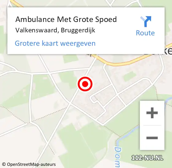 Locatie op kaart van de 112 melding: Ambulance Met Grote Spoed Naar Valkenswaard, Bruggerdijk op 4 november 2017 02:28