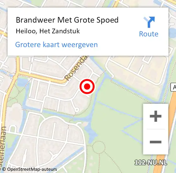 Locatie op kaart van de 112 melding: Brandweer Met Grote Spoed Naar Heiloo, Het Zandstuk op 4 november 2017 03:06