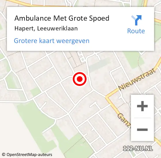 Locatie op kaart van de 112 melding: Ambulance Met Grote Spoed Naar Hapert, Leeuweriklaan op 4 november 2017 04:34