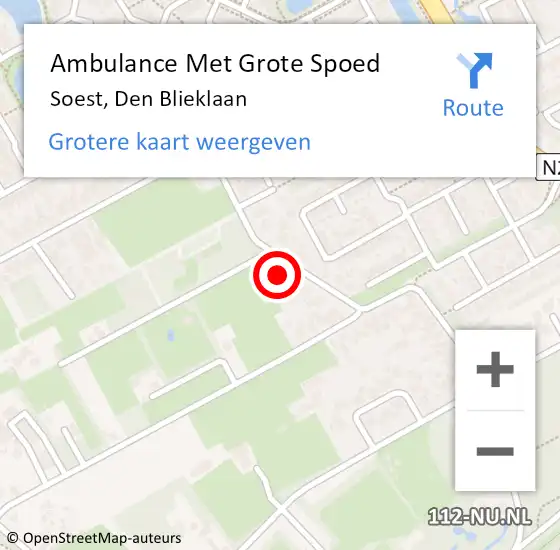 Locatie op kaart van de 112 melding: Ambulance Met Grote Spoed Naar Soest, Den Blieklaan op 4 november 2017 06:53