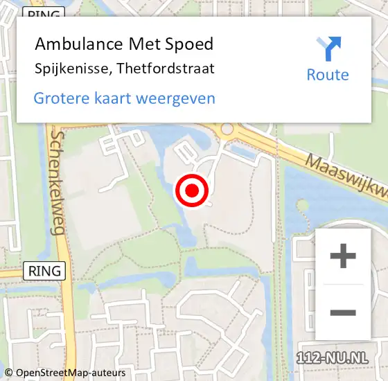 Locatie op kaart van de 112 melding: Ambulance Met Spoed Naar Spijkenisse, Thetfordstraat op 4 november 2017 06:59