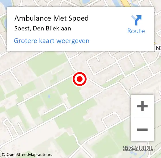 Locatie op kaart van de 112 melding: Ambulance Met Spoed Naar Soest, Den Blieklaan op 4 november 2017 07:37