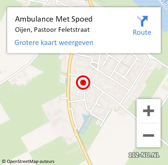 Locatie op kaart van de 112 melding: Ambulance Met Spoed Naar Oijen, Pastoor Feletstraat op 4 november 2017 09:05