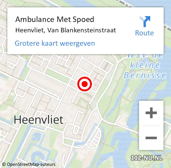 Locatie op kaart van de 112 melding: Ambulance Met Spoed Naar Heenvliet, Van Blankensteinstraat op 4 november 2017 09:34