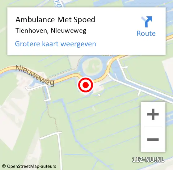 Locatie op kaart van de 112 melding: Ambulance Met Spoed Naar Tienhoven, Nieuweweg op 4 november 2017 09:41