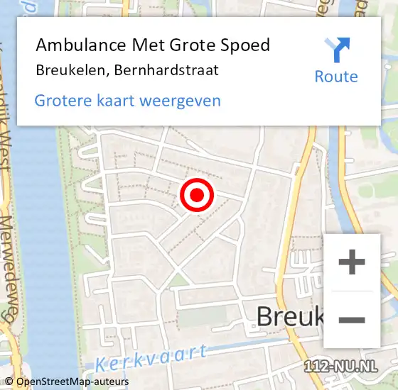 Locatie op kaart van de 112 melding: Ambulance Met Grote Spoed Naar Breukelen, Bernhardstraat op 4 november 2017 10:07