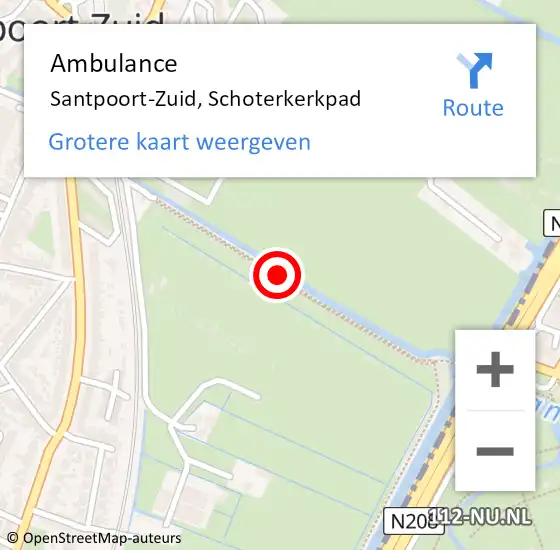 Locatie op kaart van de 112 melding: Ambulance Santpoort-Zuid, Schoterkerkpad op 4 november 2017 10:12