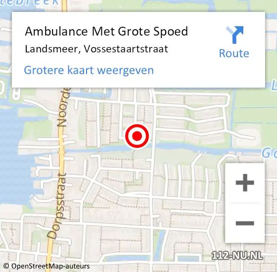 Locatie op kaart van de 112 melding: Ambulance Met Grote Spoed Naar Landsmeer, Vossestaartstraat op 4 november 2017 10:47