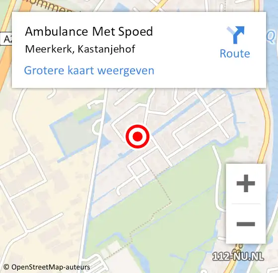 Locatie op kaart van de 112 melding: Ambulance Met Spoed Naar Meerkerk, Kastanjehof op 4 november 2017 10:52