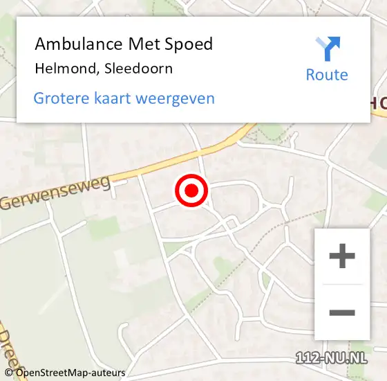 Locatie op kaart van de 112 melding: Ambulance Met Spoed Naar Helmond, Sleedoorn op 4 november 2017 11:20