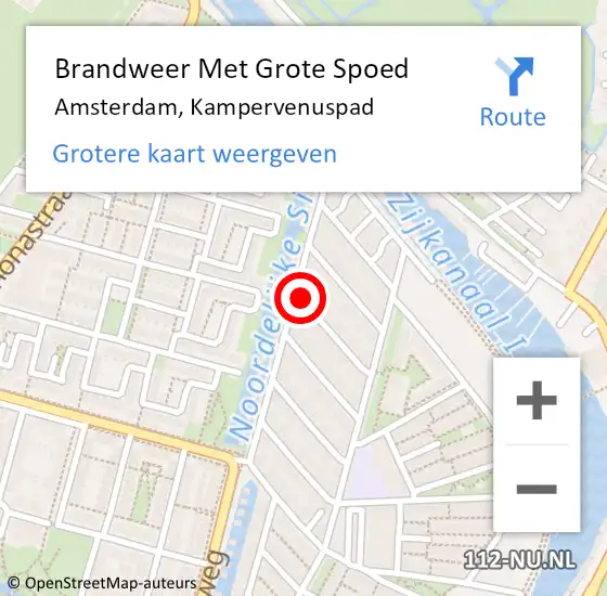 Locatie op kaart van de 112 melding: Brandweer Met Grote Spoed Naar Amsterdam, Kampervenuspad op 4 november 2017 11:59