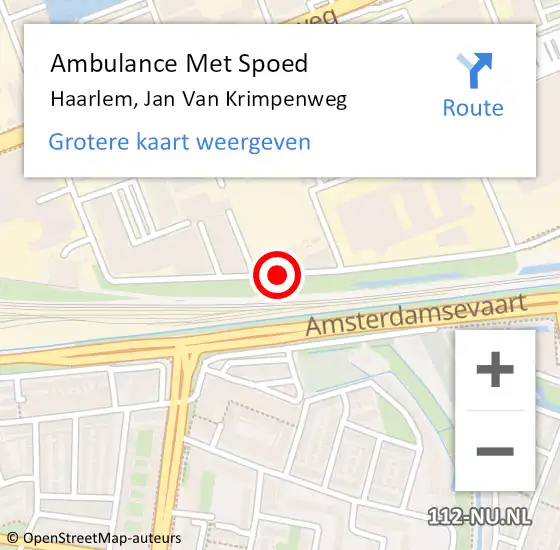 Locatie op kaart van de 112 melding: Ambulance Met Spoed Naar Haarlem, Jan Van Krimpenweg op 4 november 2017 12:11