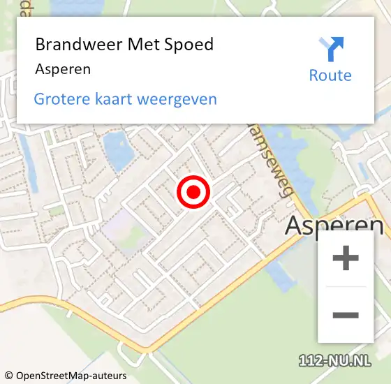 Locatie op kaart van de 112 melding: Brandweer Met Spoed Naar Asperen op 4 november 2017 12:12