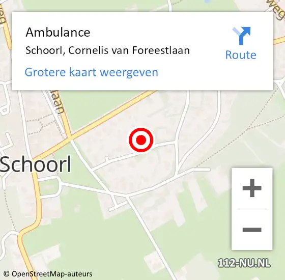 Locatie op kaart van de 112 melding: Ambulance Schoorl, Cornelis van Foreestlaan op 4 november 2017 13:06