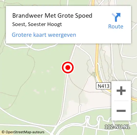 Locatie op kaart van de 112 melding: Brandweer Met Grote Spoed Naar Soest, Soester Hoogt op 4 november 2017 13:36
