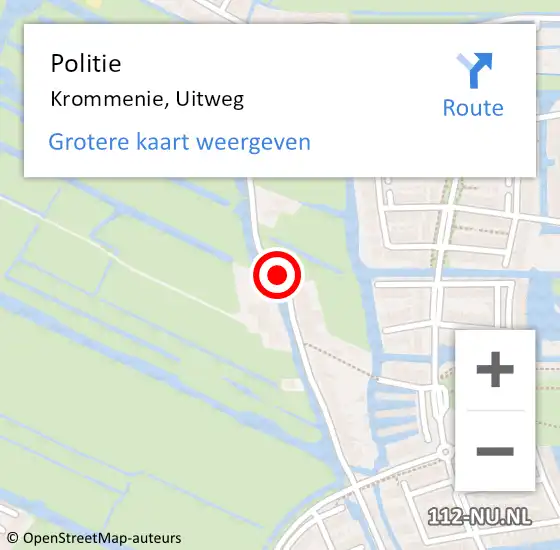 Locatie op kaart van de 112 melding: Politie Krommenie, Uitweg op 4 november 2017 14:17