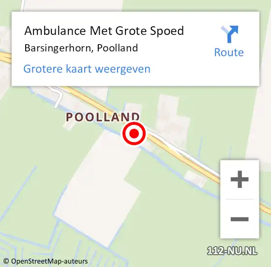 Locatie op kaart van de 112 melding: Ambulance Met Grote Spoed Naar Barsingerhorn, Poolland op 4 november 2017 15:07