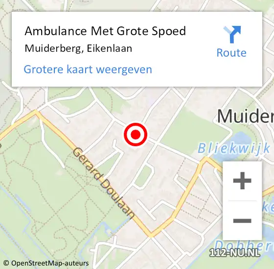 Locatie op kaart van de 112 melding: Ambulance Met Grote Spoed Naar Muiderberg, Eikenlaan op 6 februari 2014 07:26