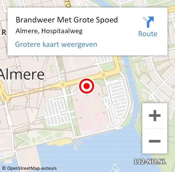 Locatie op kaart van de 112 melding: Brandweer Met Grote Spoed Naar Almere, Hospitaalweg op 4 november 2017 17:16