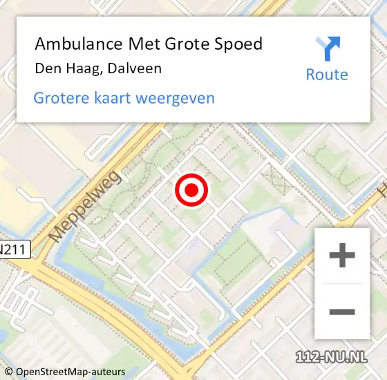 Locatie op kaart van de 112 melding: Ambulance Met Grote Spoed Naar Den Haag, Dalveen op 4 november 2017 18:15