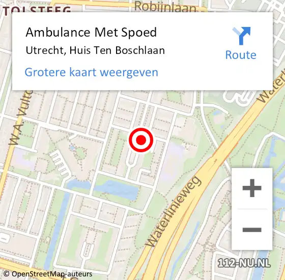 Locatie op kaart van de 112 melding: Ambulance Met Spoed Naar Utrecht, Huis Ten Boschlaan op 4 november 2017 18:26