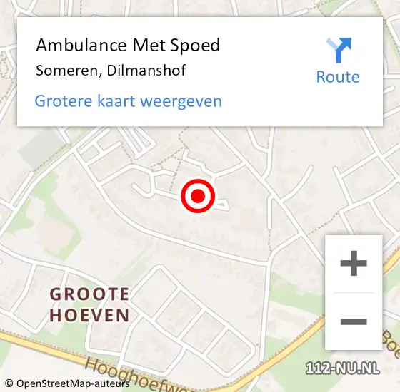 Locatie op kaart van de 112 melding: Ambulance Met Spoed Naar Someren, Dilmanshof op 4 november 2017 23:27