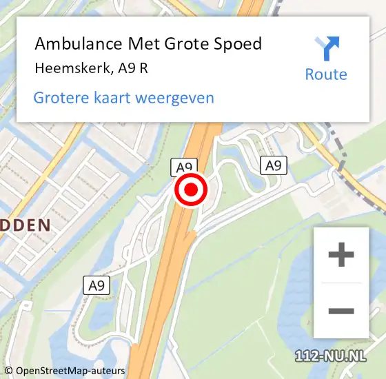 Locatie op kaart van de 112 melding: Ambulance Met Grote Spoed Naar Heemskerk, A9 R op 5 november 2017 00:09