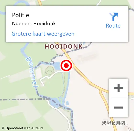 Locatie op kaart van de 112 melding: Politie Nuenen, Hooidonk op 5 november 2017 00:21