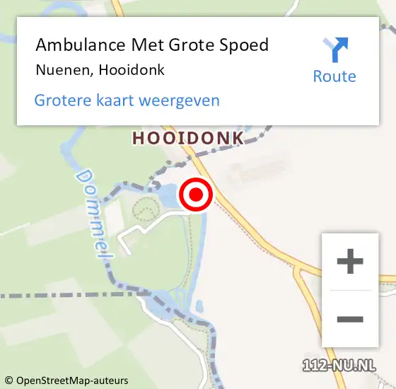 Locatie op kaart van de 112 melding: Ambulance Met Grote Spoed Naar Nuenen, Hooidonk op 5 november 2017 00:21