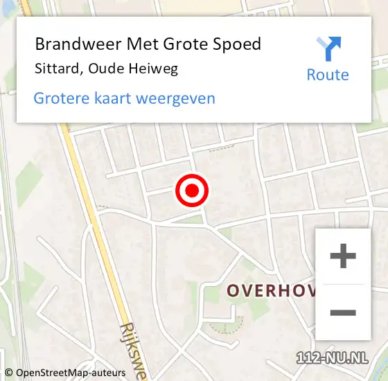 Locatie op kaart van de 112 melding: Brandweer Met Grote Spoed Naar Sittard, Oude Heiweg op 5 november 2017 01:16