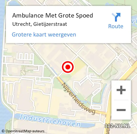 Locatie op kaart van de 112 melding: Ambulance Met Grote Spoed Naar Utrecht, Gietijzerstraat op 5 november 2017 01:20