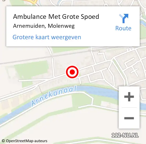 Locatie op kaart van de 112 melding: Ambulance Met Grote Spoed Naar Arnemuiden, Molenweg op 5 november 2017 02:25