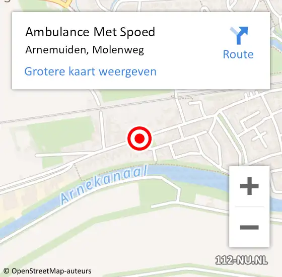 Locatie op kaart van de 112 melding: Ambulance Met Spoed Naar Arnemuiden, Molenweg op 5 november 2017 02:33