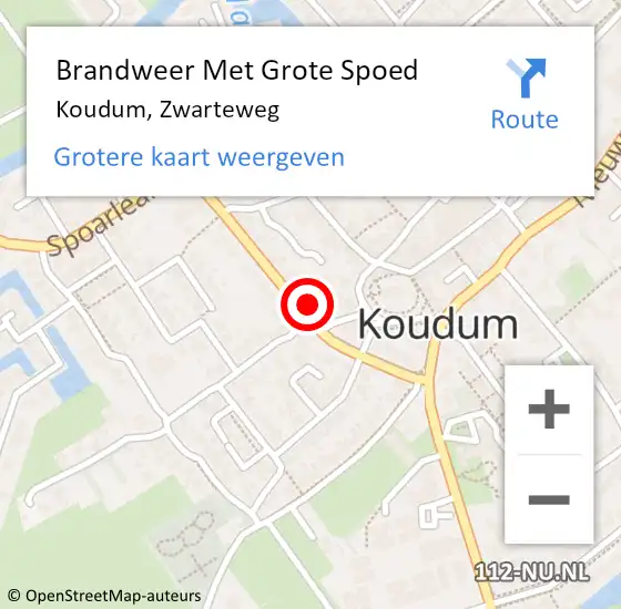 Locatie op kaart van de 112 melding: Brandweer Met Grote Spoed Naar Koudum, Zwarteweg op 5 november 2017 03:08