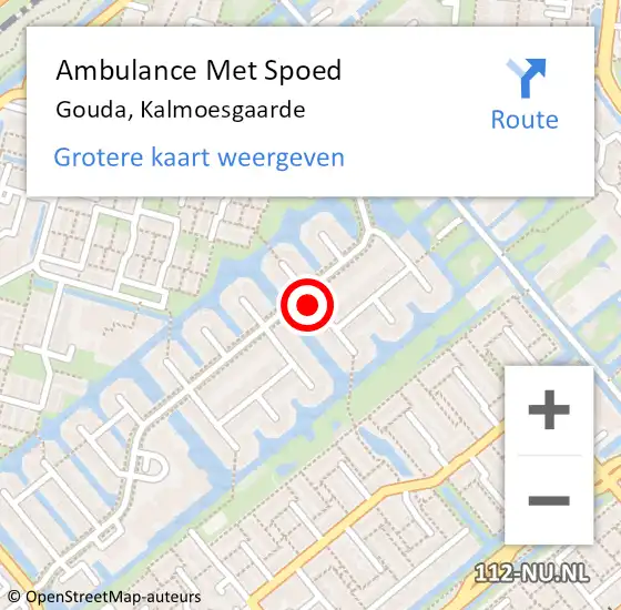 Locatie op kaart van de 112 melding: Ambulance Met Spoed Naar Gouda, Kalmoesgaarde op 5 november 2017 04:44