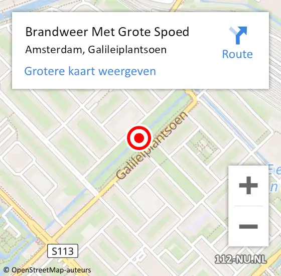 Locatie op kaart van de 112 melding: Brandweer Met Grote Spoed Naar Amsterdam, Galileiplantsoen op 5 november 2017 05:01