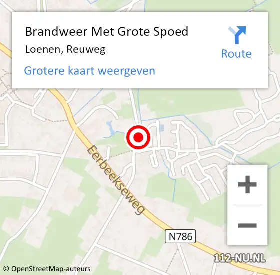 Locatie op kaart van de 112 melding: Brandweer Met Grote Spoed Naar Loenen, Reuweg op 5 november 2017 05:12