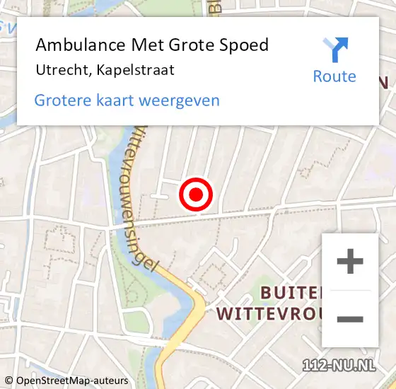 Locatie op kaart van de 112 melding: Ambulance Met Grote Spoed Naar Utrecht, Kapelstraat op 5 november 2017 05:46