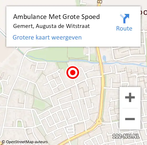 Locatie op kaart van de 112 melding: Ambulance Met Grote Spoed Naar Gemert, Augusta de Witstraat op 5 november 2017 06:46