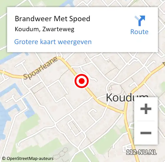 Locatie op kaart van de 112 melding: Brandweer Met Spoed Naar Koudum, Zwarteweg op 5 november 2017 07:36