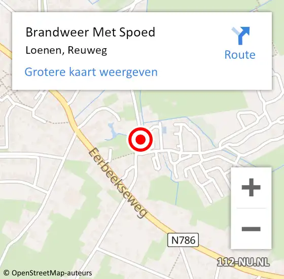 Locatie op kaart van de 112 melding: Brandweer Met Spoed Naar Loenen, Reuweg op 5 november 2017 07:56