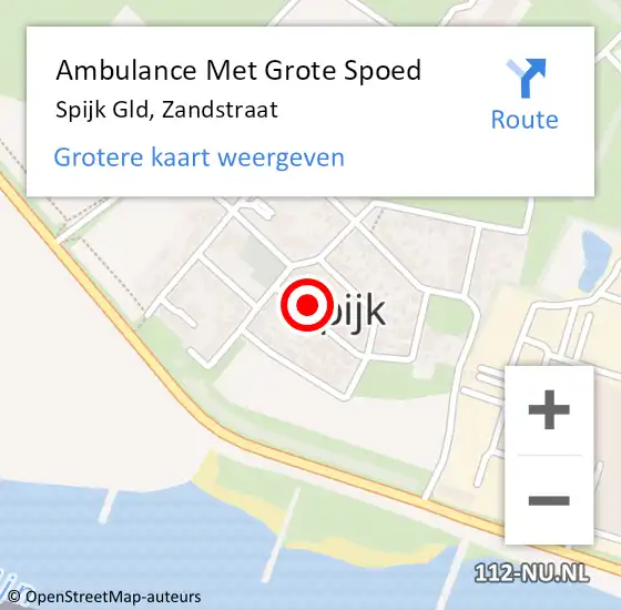 Locatie op kaart van de 112 melding: Ambulance Met Grote Spoed Naar Spijk Gld, Zandstraat op 5 november 2017 08:08