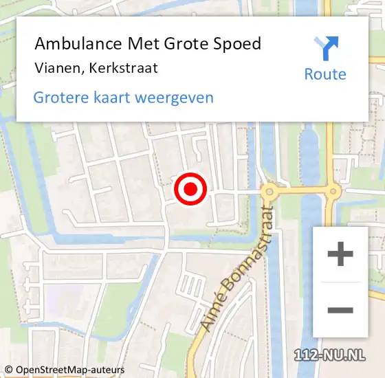 Locatie op kaart van de 112 melding: Ambulance Met Grote Spoed Naar Vianen, Kerkstraat op 5 november 2017 08:09