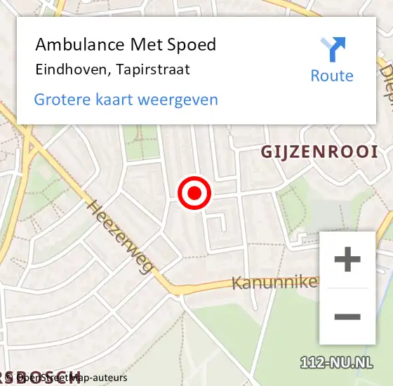 Locatie op kaart van de 112 melding: Ambulance Met Spoed Naar Eindhoven, Tapirstraat op 5 november 2017 08:48